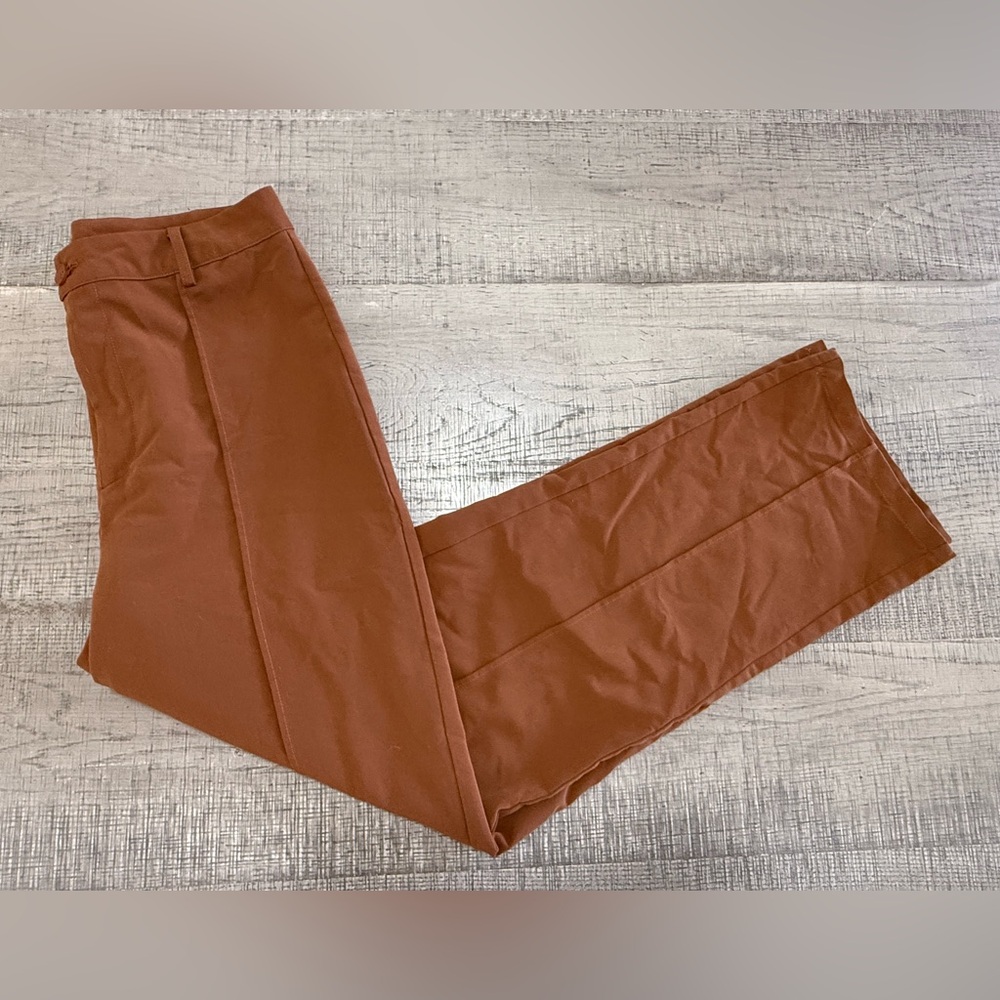Cider High Rise Burnt Orange Pleated Slacks, Straight Leg Size Large - Picture 12 of 12